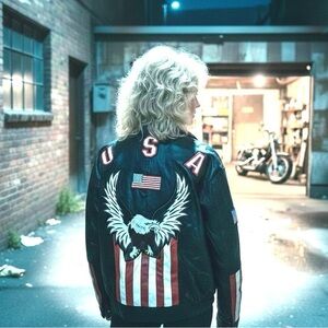 Legacy Americana Leather Patchwork Jacket USA Eagle Amazing